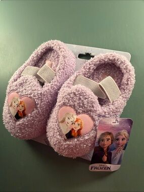 Disney Lilac Frozen Elsa & Anna Plush Baby Slippers